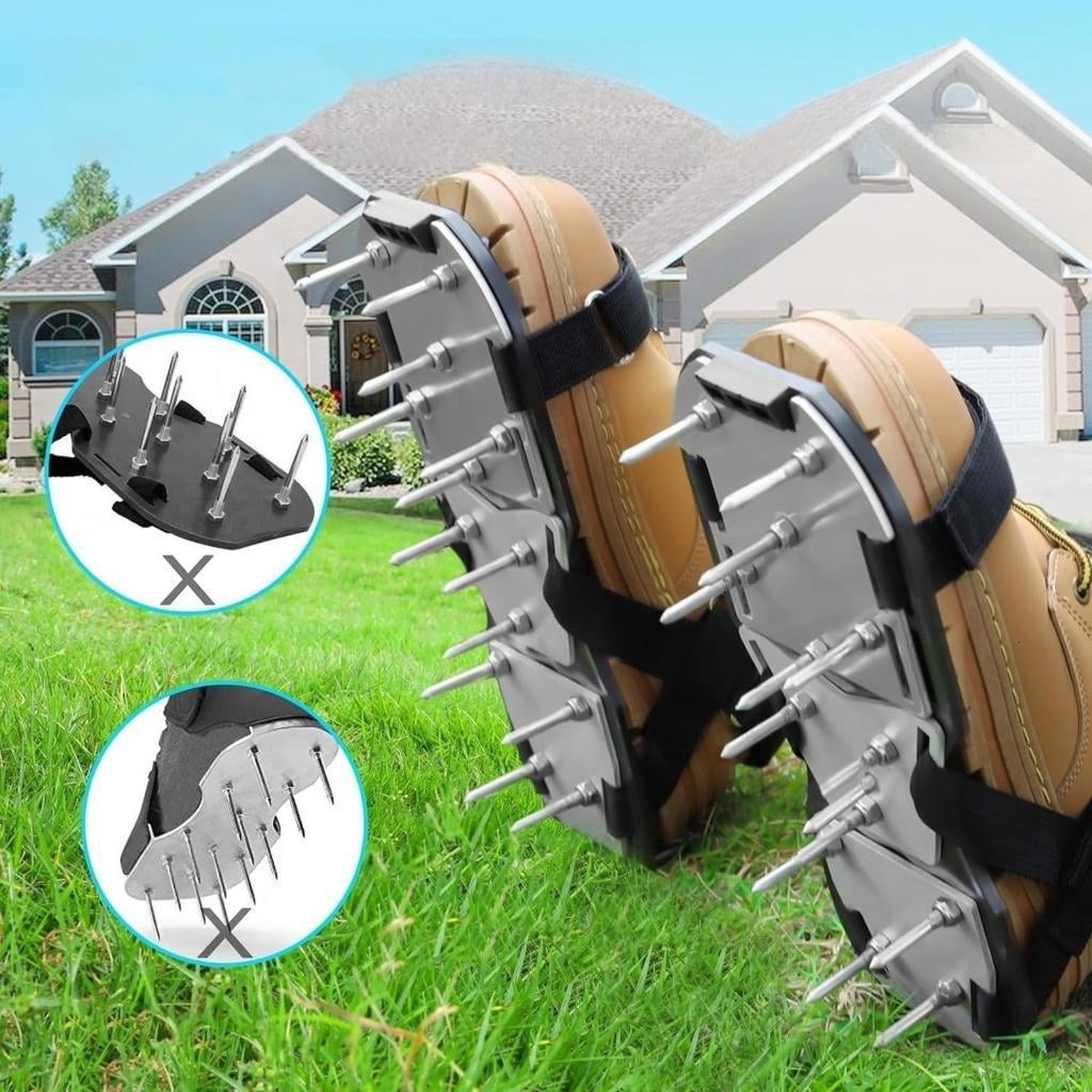 Lawns Aerator Shoes Garden Aerating Sandals With Reinforced Spikes And Digging Tool For Compacted Soil