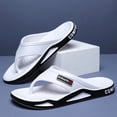 thumbnail image 3 of Rokment Mens Orthopedic Flip Flops Comfortable Non Slip Air Cushion Arch Support Walking Slip on Thong Beach Slippers Barefoot Water Sandals for Indoor Outdoor White Size 10, 3 of 4