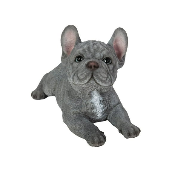 Hi-Line Gift Ltd. Tranquil Blue Hues: Polyresin Lying French Bulldog Figurine in Grey Blue