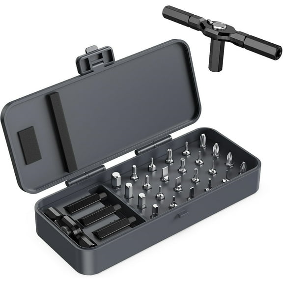23 Pcs Socket Wrench Set, S2 Screwdriver Bits, 1/4 Inch Sockets, Connecting Rod, 72 Tooth Ratchet Wrench
