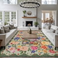 thumbnail image 3 of 6x9 Area Rugs for Living Room, Green Boho Flower Non Slip Area Rugs for Kitchen Bedroom Entryway, Spring Watercolor Country Floral Plant Washable Carpet Runner Rug Floor Mats for Bedroom Home Decor, 3 of 8