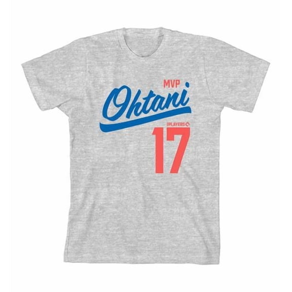 MLBPA - Shohei Ohtani MVP Players #17 Boys Heather Gray Crew Neck Short Sleeve T-shirt-XS