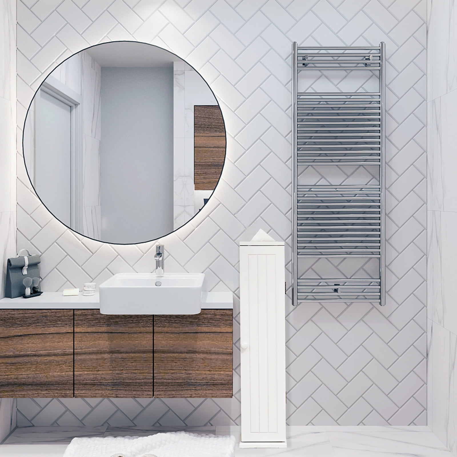 Giantex Small Bathroom Storage Cabinet, Free Standing Toilet Paper Holder, Storage Organizers Stand for Small Space & Corner