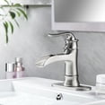 thumbnail image 2 of Bathroom Faucet 7.3" Height with Pop Up Drain Single Handle Waterfall Spout Stainless Steel Brushed, 2 of 6