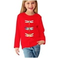 thumbnail image 2 of RXIRUCGD Chemises à Manches Longues pour Filles Imprimés Mignons Col Rond Hauts Blouses Décontractées Habillées Vêtements (Rouge, Taille:11 Ans), 2 of 5