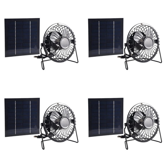 4X Mini Solar Panel Powered Ventilator Fan Portable 5W 4 Inch Greenhouse Solar Exhaust Fan for Office Outdoor