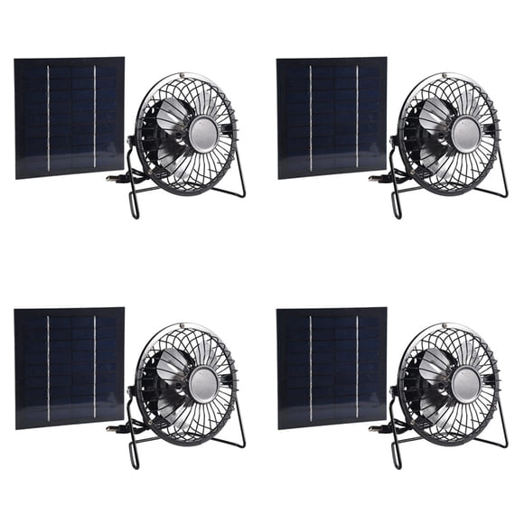 4X Mini Ventilador Alimentado por Panel Solar, Ventilador de Escape Solar PortáTil de 5 W y 4 Pulgadas para Oficina Al Aire Libre