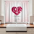 thumbnail image 2 of Ambesonne Love Kitchen Curtains, Heart Background Ornate, 55"x39", Pale Pink Red White, 2 of 3
