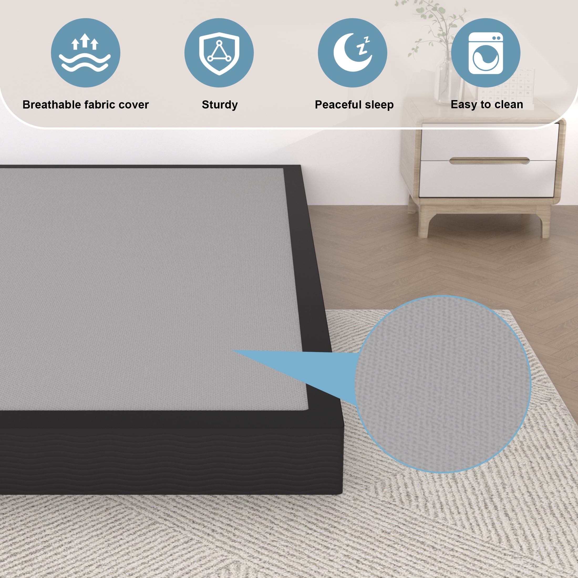 Awesofurni 5 inch Queen Box Spring, Heavy Duty Metal Mattress Foundation with Fabric Cover, Easy Assembly, Noise-Free