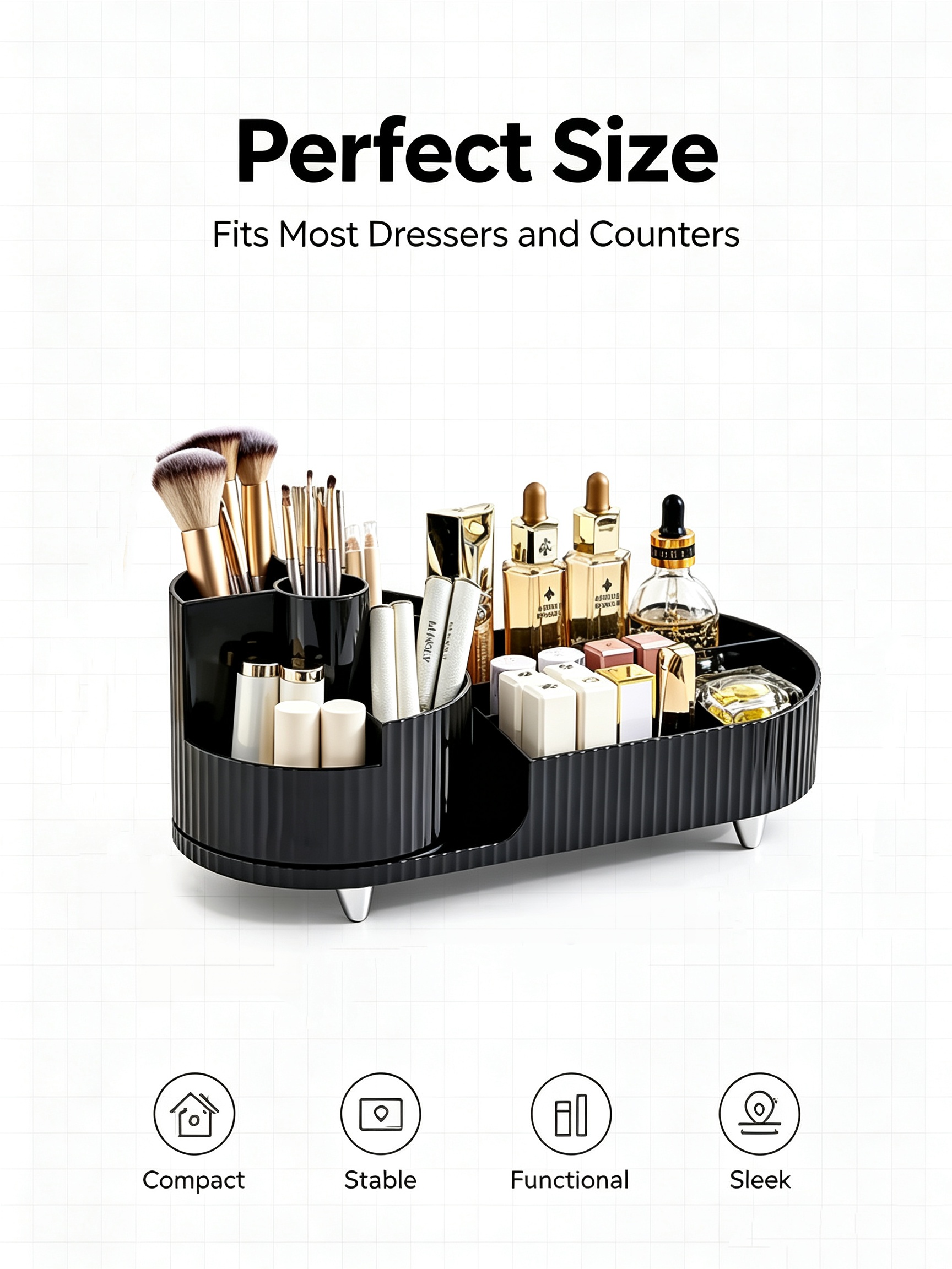 Govvep Rotating Cosmetics Storage Organizer, Black photo 2