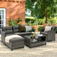 thumbnail image 2 of Gymax Ensemble de Conversation pour Patio en Rotin 4 Pcs, Ensemble de Canapé Sectionnel d'Extérieur, 2 of 10