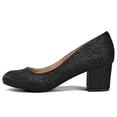 thumbnail image 2 of Bocca Women's Low Heel Pumps Black Glitter Chunky Block Dress Shoes 9.5M, 2 of 6