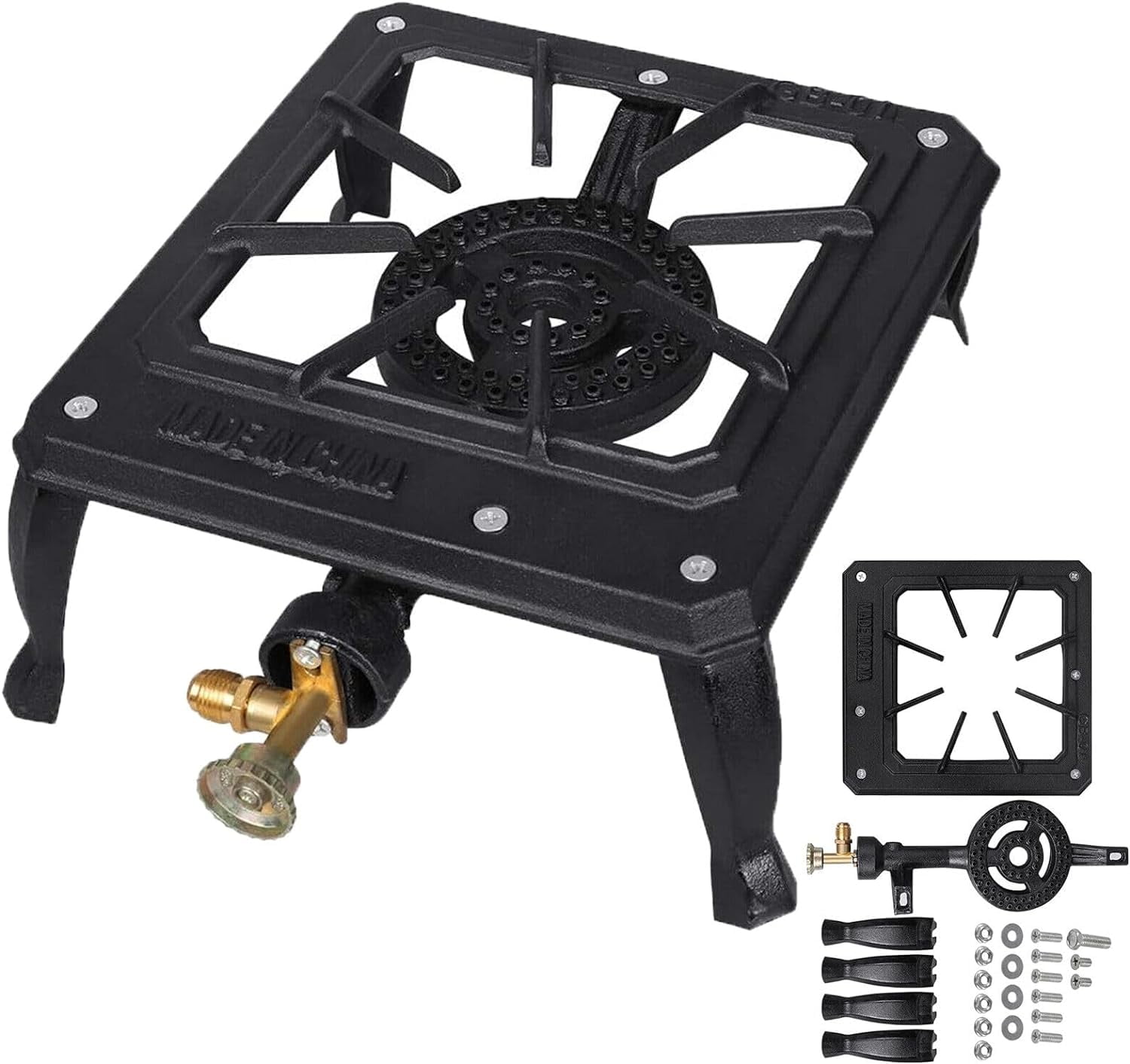 Portable Camp Stove Single,Portable Gas Stove, Cast Iron Propane Liquefied Petroleum Gas Stove for Barbecue, Hiking Camping Cookware