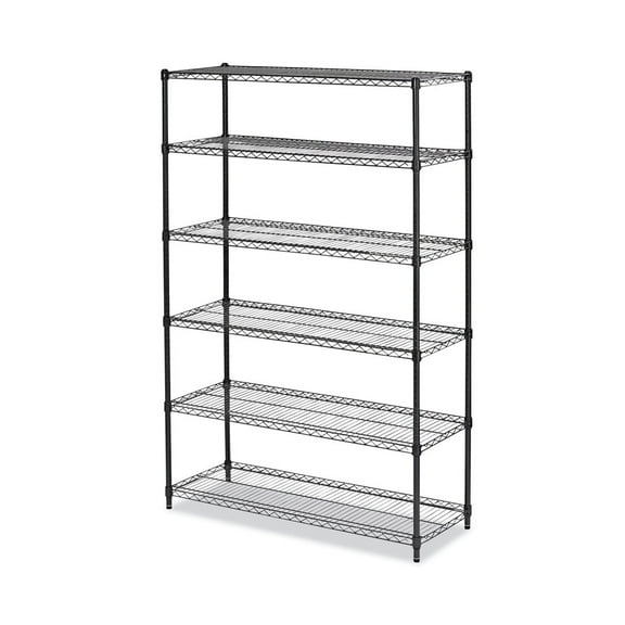 Alera NSF Certified 6-Shelf Wire Shelving Kit, 48 x 18 x 72, Black Anthracite -ALESW664818BA