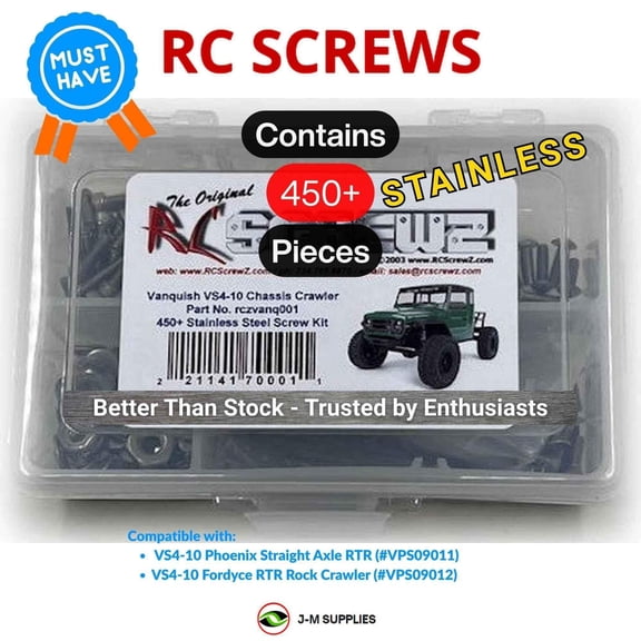 RCScrewZ Stainless Screw Kit vanq001 for Vanquish VS4-10 Chassis Series Crawler (#VPS09011/12) | SET