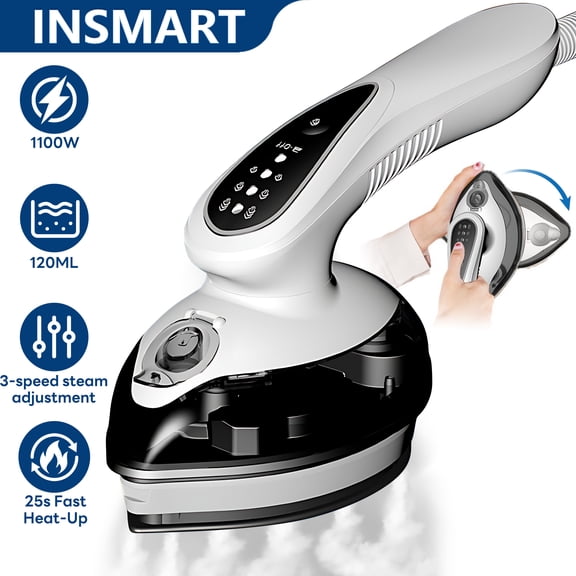 INSMART Steamer for Clothes,Portable Garment Steamer with 25s Fast Heat-Up,1100W Strong Penetrating Steam,120MLBig Capacity, for Home, Office & Travel Use,White