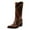 Brown, variant on FSJ Women Western Cowboy Studded Pull On Mid-Calf Boots Square Closed Toe Block Wooden Low Heel Cowgirl Retro Stylish Boots Shoes Size 8 Red