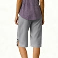 thumbnail image 5 of Bermuda Shorts for Women Linen Shorts Knee Length Pull On Casual Summer Capri Pants Long Shorts Gray XL 15" Inseam, 5 of 6
