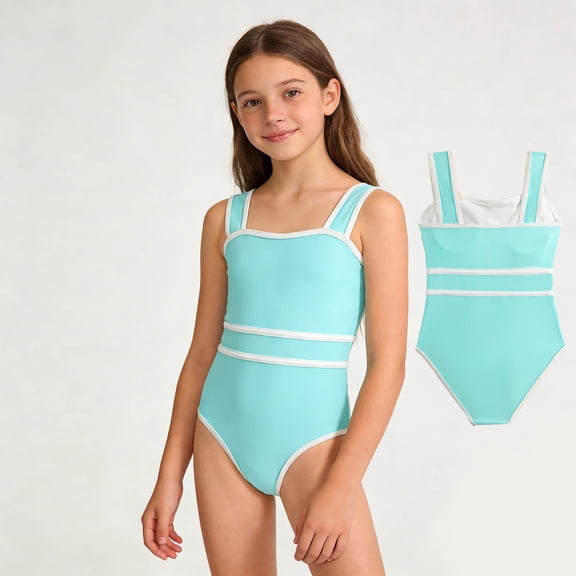 Kids Girls Swimsuits Gray Girls Swimsuit One Piece Bathing Suit for 9-10 Years