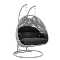 Maykoosh Mediterranean Magic Light Grey Wicker Hanging 2 person Egg Swing Chair