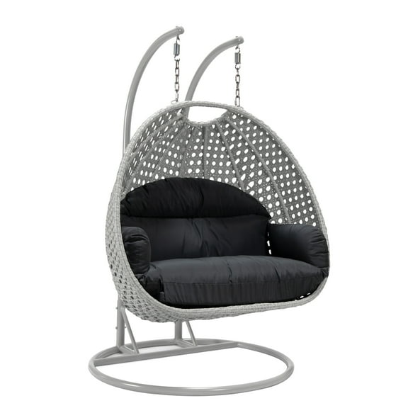 Maykoosh Mediterranean Magic Light Grey Wicker Hanging 2 person Egg Swing Chair