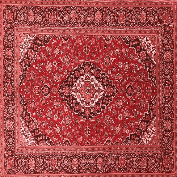 Ahgly Company Indoor Square Medallion Red Traditional Area Rugs, 6' Square