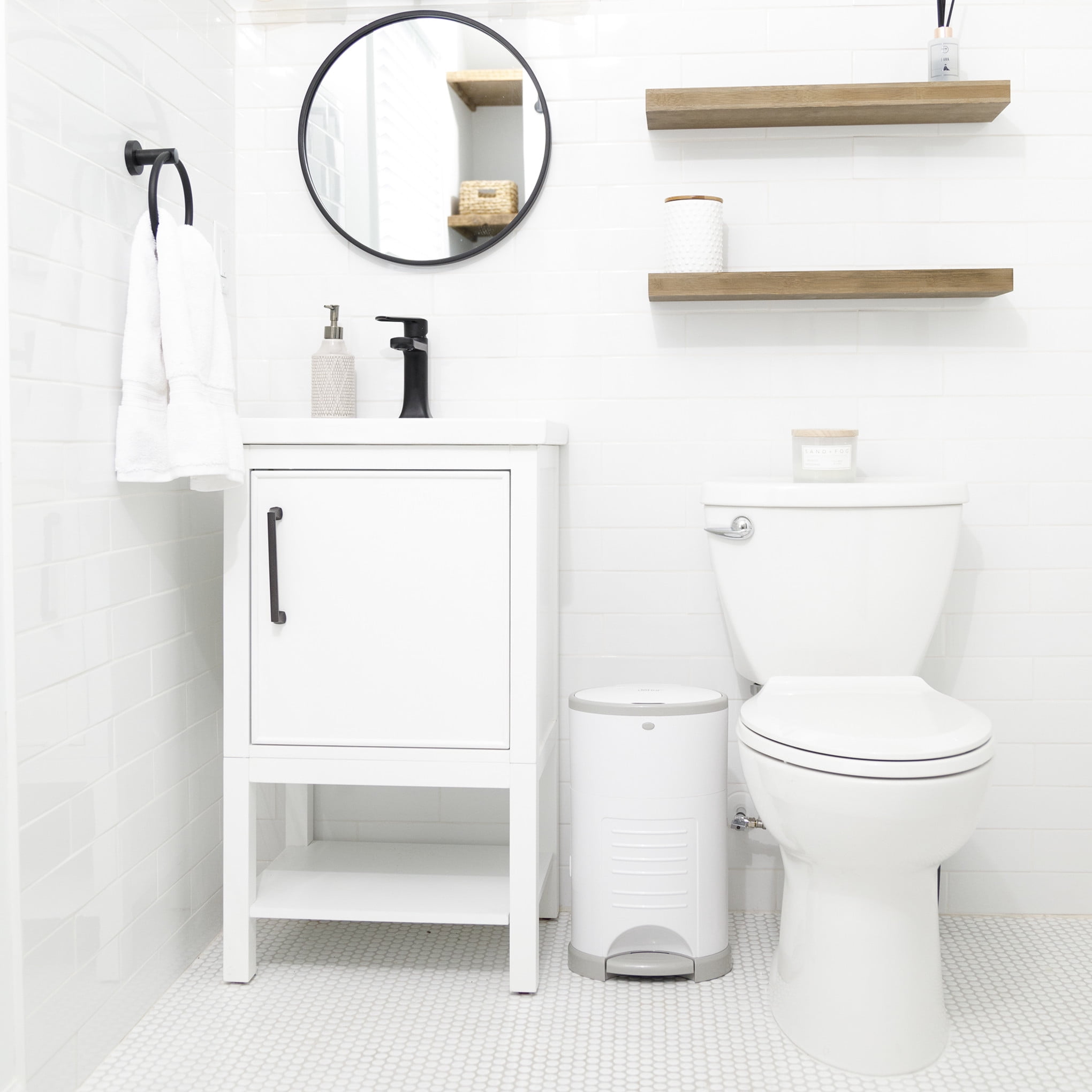 Dekor Mini Hands-Free Diaper Pail | White