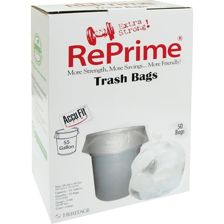 

Heritage HERH8053TCRC1CT Accufit RePrime Can Liners 150 / Carton Clear 55 gal