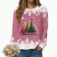 thumbnail image 4 of Towmus Womens Crewneck Long Sleeve Merry Christmas Graphic Sweatshirts Christmas Tree Bright Graphic Pullover Tops, 4 of 7