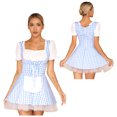 thumbnail image 3 of Delantal con volantes y cordones frontales para mujer, vestido de sirvienta a cuadros, disfraz de sirvienta para fiesta de disfraces, vestido de Halloween Miss Muffet, 3 of 5