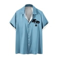 thumbnail image 2 of Drppepioner Chemises à Manches Courtes pour Hommes, Mode Confortable, Imprimé, Col Rabattu, Chemise d'Été Extensible, Bleu Clair, 2 of 4