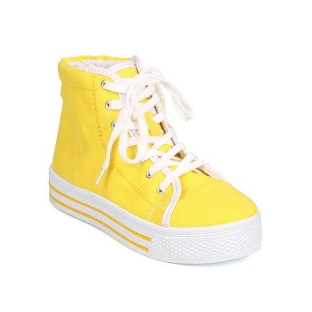 Qupid AA84 Women Canvas High Top Front Lace Platform