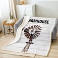 thumbnail image 2 of Farmhouse Fuzzy Blanket Windmill Vintage Decor Fleece Blanket Teens Wooden Plank Barn Door Throw Blanket, Southern Schrute Farms Sherpa Blanket Decorative Sofa Couch,, 2 of 6
