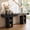 Black, variant on Mintazer 63" Modern U-Shaped Console Table with Charge Station, Entryway Table with Storage Shelves, Sofa Table for Entryway Hallway Living Room, Blue