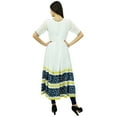 thumbnail image 2 of Bimba Women Long Flaired Kurti White Dress Kurta Party Wear Chic Clothing, 2 of 8