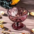 thumbnail image 4 of STP GOODS Vintage Embossed Glass Dessert Bowl Set of 4 pcs 8.45 fl oz (250 ml) Glass Candy Bowl Serving Bowl with Stem Ice Cream Bowl for Pudding Fruit Snack Trifle Appetizes, Burgundy, 4 of 6