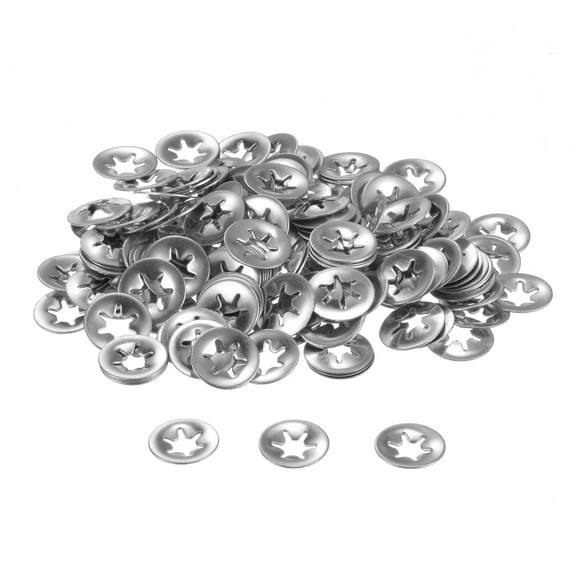 150 Packs Internal Tooth Starlock Push on Locking Washers, Stainless Steel Push Nut Washers, M4 x 12mm