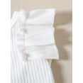 thumbnail image 5 of Baby Girls Summer Outfit Sets Ruffle Sleeve Ribbed Romper + Floral Culottes + Headband, 5 of 9