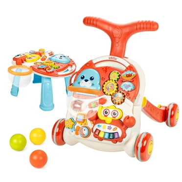 Pidoko Kids Wooden Baby Push Walker Push And Pull Learning Walking For Boys And Girls Multiple Activity Centre For Toddlers Walmart Com