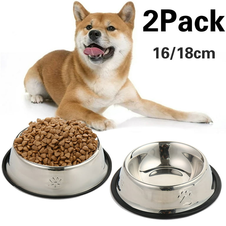 Because of Paws Non-Skid Pet Bowl Tray - with 2 Slow Down Bowls Set - for  Small to Medium Dogs - Protects Floor from Food and Water