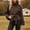 Coffee, variant on Cropped Trench Coat for Womens Double Long Sleeve Jacket High Stand Collar Fall Winter Coats Trendy Outfit with Belt for Daily Commuting