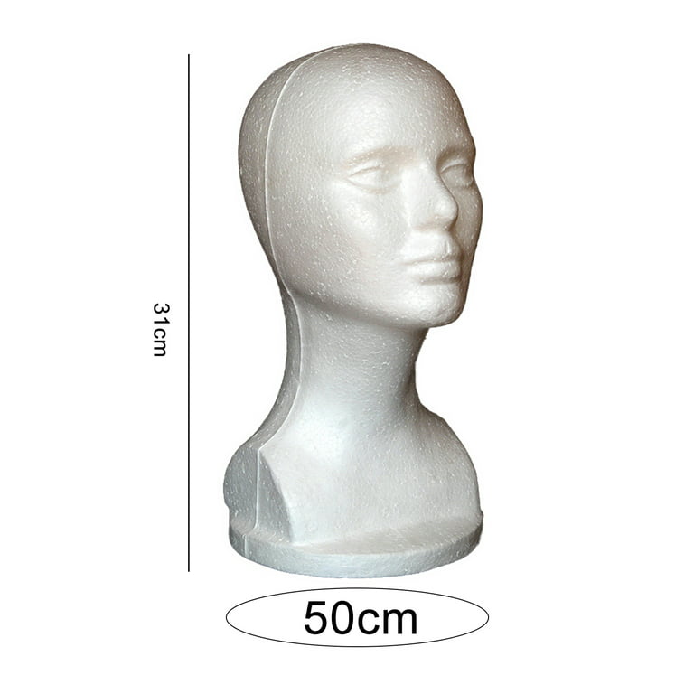 Female White Deflection Head Polystyrene Styrofoam Foam Head Model Stand  Wig Hair Hat Headset Mannequin Head Display Stand Rack - AliExpress