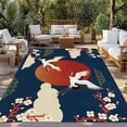 thumbnail image 2 of Japanese Style Outdoor Rug for Patio/Deck/Porch, Non-Slip Large Area Rug 6 x 9 Ft, Modern Cranes Cherry Flower Wave Navy Blue Indoor Outdoor Rugs Washable Area Rugs, Camping Rug Carpet Runner, 2 of 8