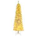 thumbnail image 4 of 6.5FT 719 Branch Flocking Tied Light Christmas Tree, White Pencil Christmas Tree, Realistic PVC Blades Metal Tree Base, Stable and Durable Xmas Tree for Indoor and Outdoor Decor, 4 of 7