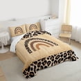 thumbnail image 3 of Homewish Kids Cartoon Rainbow Full Size Comforter Sets, Leopard Cheetah Print Bedding Comforter Set, Brown Sequin Print Reversible Bedding Sets, Luxury Bedroom Decor, 3pcs, 3 of 8