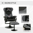 thumbnail image 4 of HOMCOM Recliner Chair with Ottoman, Velvet Upholstered Video Gaming Chair, Racing Styled Swivel Recliner with Footrest, Headrest, gray and Black, 4 of 9