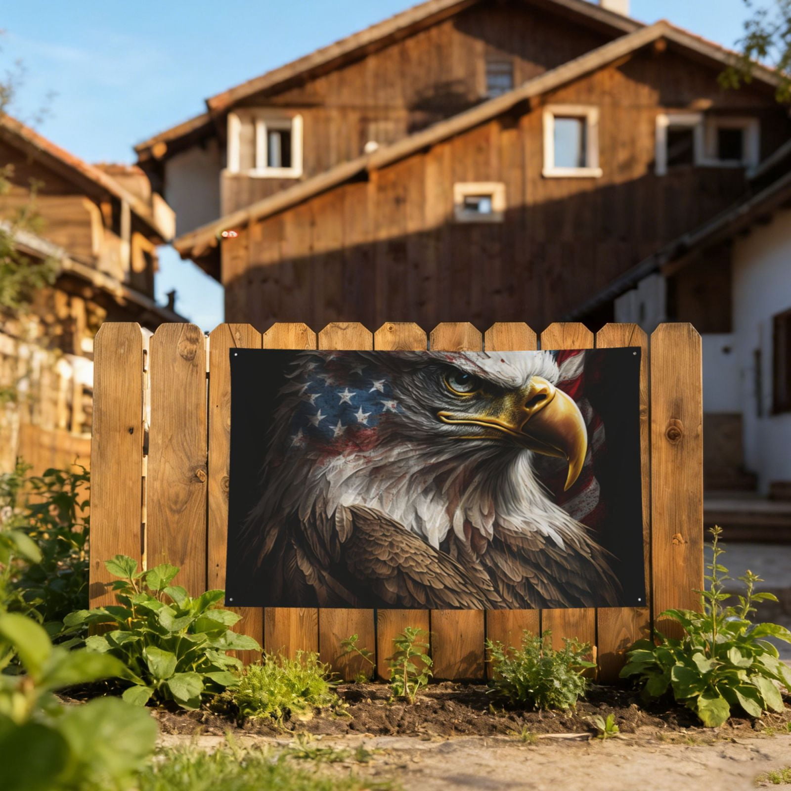 American Flag Bald Eagle USA Four Hole Decorated Banner Flag for Garden Yard Home Decoration Indoor Outdoor 4x6 Ft