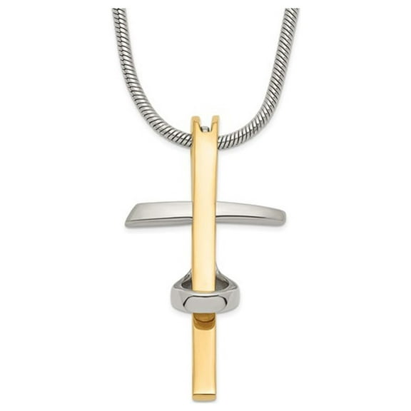 Gem & Harmony Mens Stainless Steel Cross Pendant Necklace with Chain (18 inches) for Men