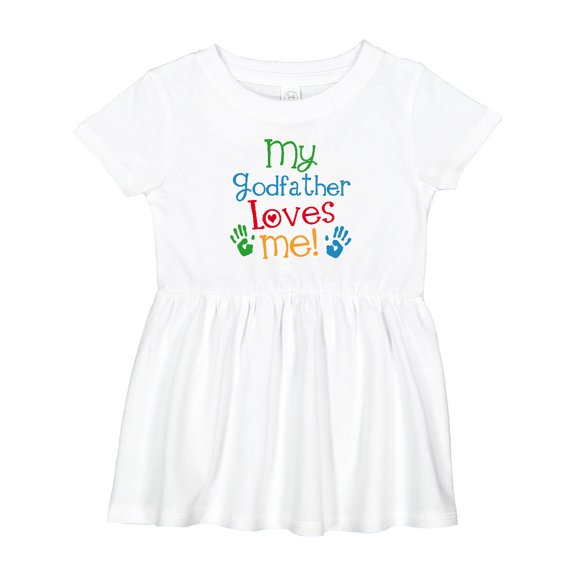 Inktastic My Godfather Loves Me Godson Baby Girls Baby Dress