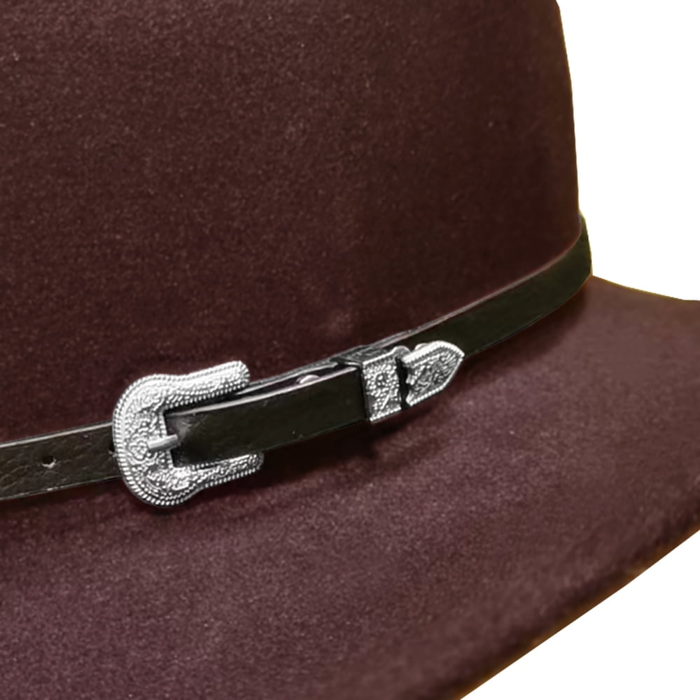 LZLER Fashion Western Cowboy Hat for Men Women Wide Brim Fedora Hat with Buckle Belt
